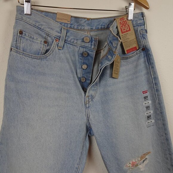 Levi's 501 Jeans Women's Size 29x30 Blue Denim 150th Anniversary Floral Patch . - Picture 4 of 13